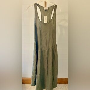 Universal Thread Women's Olive Green Drop Waist A-Line Midi‎ Dress Medium